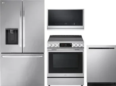 4 Piece Package Includes Refrigerator, Range, Microwave And Dishwasher