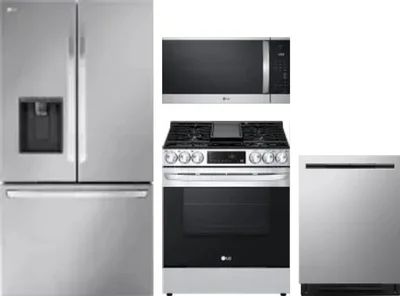 4 Piece Package Includes Refrigerator, Range, Microwave And Dishwasher