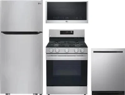 4 Piece Package Includes Refrigerator, Range, Microwave And Dishwasher