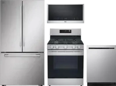 4 Piece Package Includes Refrigerator, Range, Microwave And Dishwasher