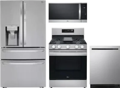 4 Piece Package Includes Refrigerator, Range, Microwave And Dishwasher
