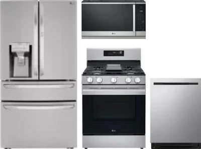 4 Piece Package Includes Refrigerator, Range, Microwave And Dishwasher