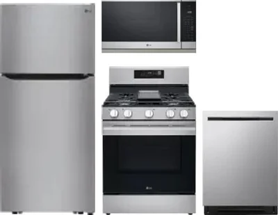 4 Piece Package Includes Refrigerator, Range, Microwave And Dishwasher