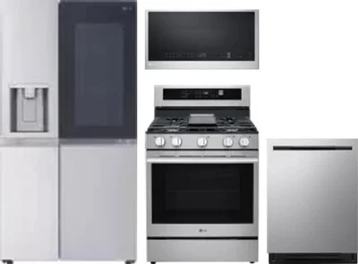 4 Piece Package Includes Refrigerator, Range, Microwave And Dishwasher