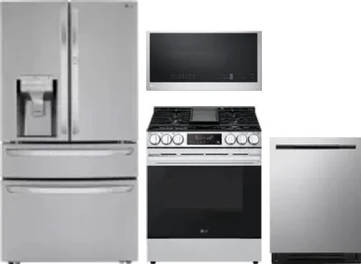 4 Piece Package Includes Refrigerator, Range, Microwave And Dishwasher