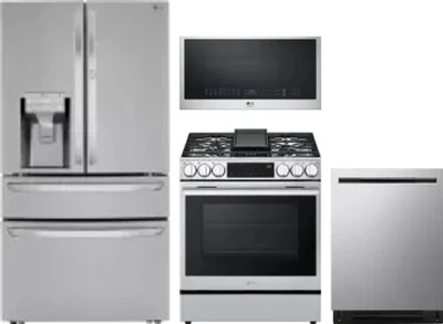 4 Piece Package Includes Refrigerator, Range, Microwave And Dishwasher