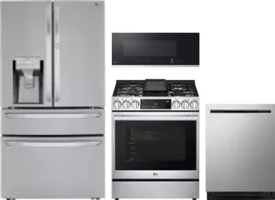 4 Piece Package Includes Refrigerator, Range, Microwave And Dishwasher
