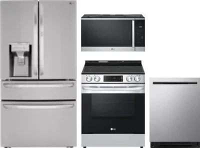4 Piece Package Includes Refrigerator, Range, Microwave And Dishwasher