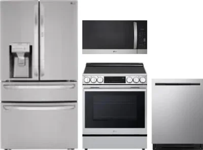 4 Piece Package Includes Refrigerator, Range, Microwave And Dishwasher