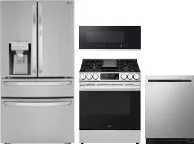 4 Piece Package Includes Refrigerator, Range, Microwave And Dishwasher