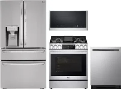 4 Piece Package Includes Refrigerator, Range, Microwave And Dishwasher
