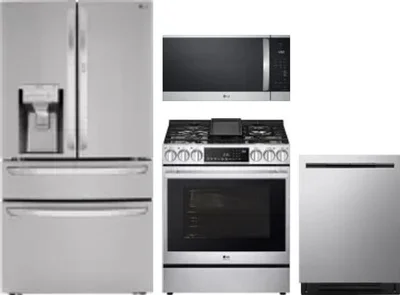 4 Piece Package Includes Refrigerator, Range, Microwave And Dishwasher