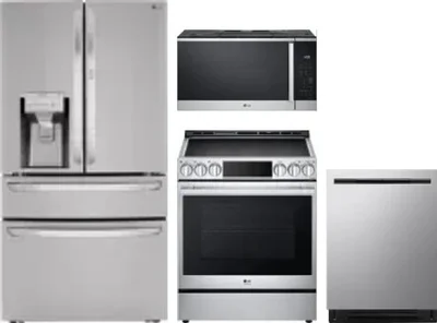 4 Piece Package Includes Refrigerator, Range, Microwave And Dishwasher