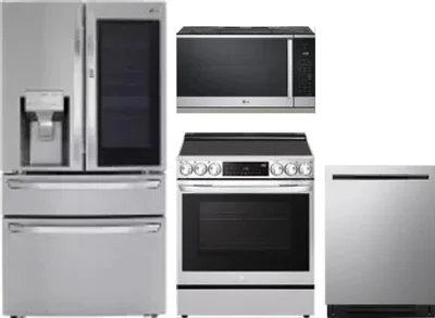 4 Piece Package Includes Refrigerator, Range, Microwave And Dishwasher