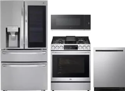 4 Piece Package Includes Refrigerator, Range, Microwave And Dishwasher