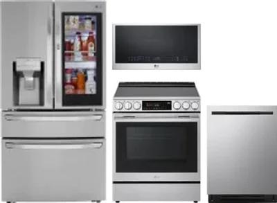 4 Piece Package Includes Refrigerator, Range, Microwave And Dishwasher