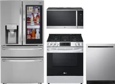 4 Piece Package Includes Refrigerator, Range, Microwave And Dishwasher