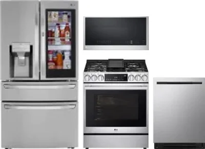 4 Piece Package Includes Refrigerator, Range, Microwave And Dishwasher