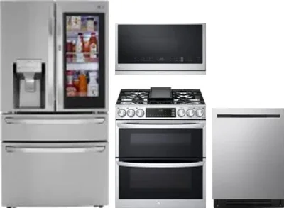 4 Piece Package Includes Refrigerator, Range, Microwave And Dishwasher
