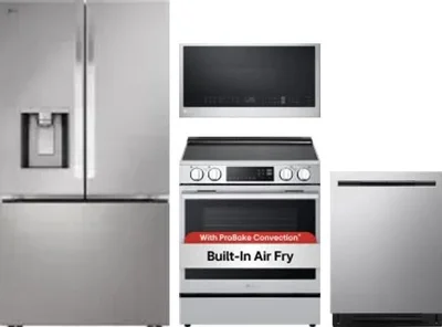 4 Piece Package Includes Refrigerator, Range, Microwave And Dishwasher