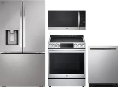 4 Piece Package Includes Refrigerator, Range, Microwave And Dishwasher