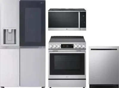 4 Piece Package Includes Refrigerator, Range, Microwave And Dishwasher