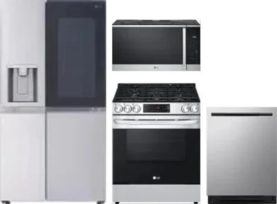 4 Piece Package Includes Refrigerator, Range, Microwave And Dishwasher
