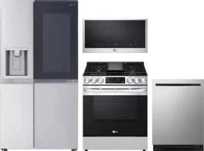 4 Piece Package Includes Refrigerator, Range, Microwave And Dishwasher