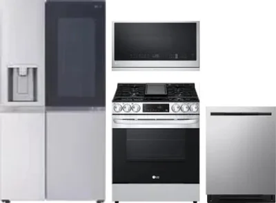 4 Piece Package Includes Refrigerator, Range, Microwave And Dishwasher