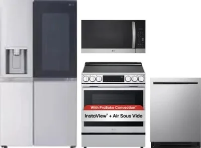 4 Piece Package Includes Refrigerator, Range, Microwave And Dishwasher