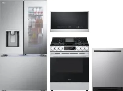 4 Piece Package Includes Refrigerator, Range, Microwave And Dishwasher