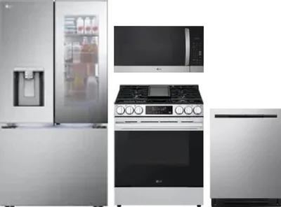 4 Piece Package Includes Refrigerator, Range, Microwave And Dishwasher