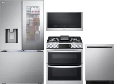 4 Piece Package Includes Refrigerator, Range, Microwave And Dishwasher