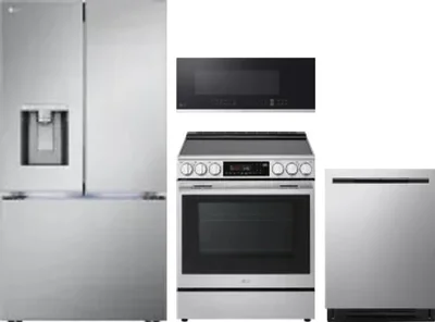 4 Piece Package Includes Refrigerator, Range, Microwave And Dishwasher