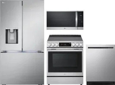 4 Piece Package Includes Refrigerator, Range, Microwave And Dishwasher