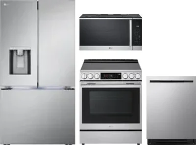 4 Piece Package Includes Refrigerator, Range, Microwave And Dishwasher
