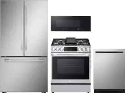 4 Piece Package Includes Refrigerator, Range, Microwave And Dishwasher