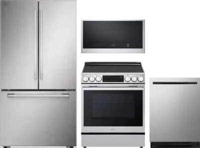 4 Piece Package Includes Refrigerator, Range, Microwave And Dishwasher