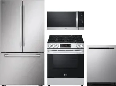 4 Piece Package Includes Refrigerator, Range, Microwave And Dishwasher