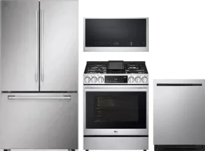 4 Piece Package Includes Refrigerator, Range, Microwave And Dishwasher
