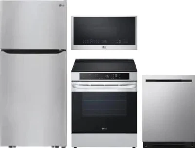 4 Piece Package Includes Refrigerator, Range, Microwave And Dishwasher