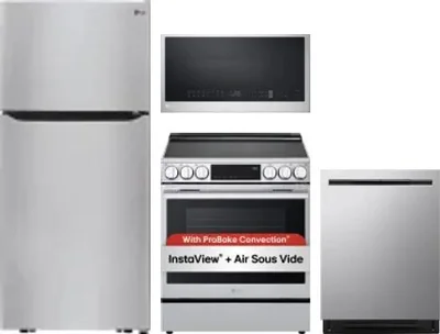 4 Piece Package Includes Refrigerator, Range, Microwave And Dishwasher