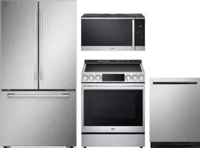4 Piece Package Includes Refrigerator, Range, Microwave And Dishwasher