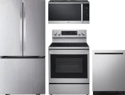 4 Piece Package Includes Refrigerator, Range, Microwave And Dishwasher