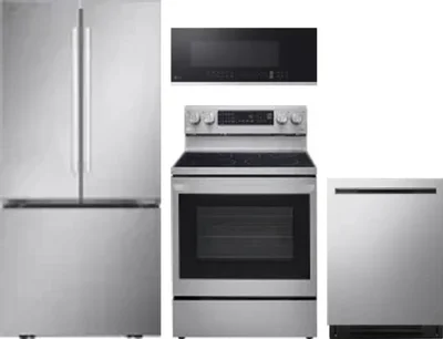 4 Piece Package Includes Refrigerator, Range, Microwave And Dishwasher