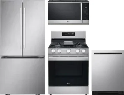 4 Piece Package Includes Refrigerator, Range, Microwave And Dishwasher
