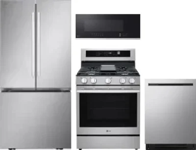 4 Piece Package Includes Refrigerator, Range, Microwave And Dishwasher