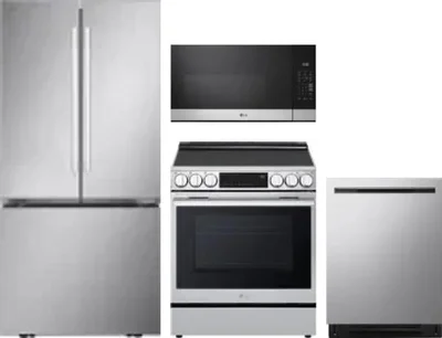 4 Piece Package Includes Refrigerator, Range, Microwave And Dishwasher
