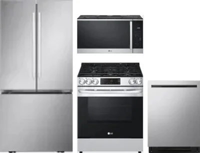 4 Piece Package Includes Refrigerator, Range, Microwave And Dishwasher