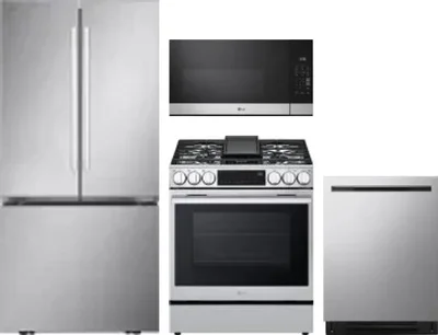 4 Piece Package Includes Refrigerator, Range, Microwave And Dishwasher